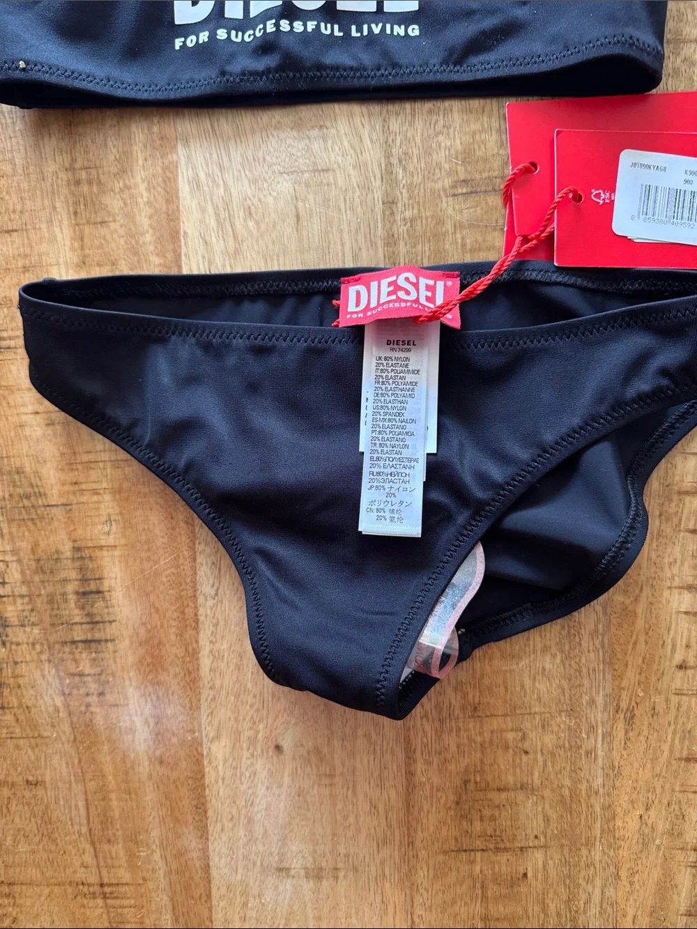 Diesel Black One-Shoulder Bikini with White Logo girls 6Y 2 piece black set NWT
